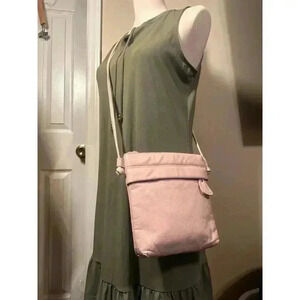Bechamel Vintage Small Pastel Light Pink Soft Leather Crossbody Handbag 8x8x1